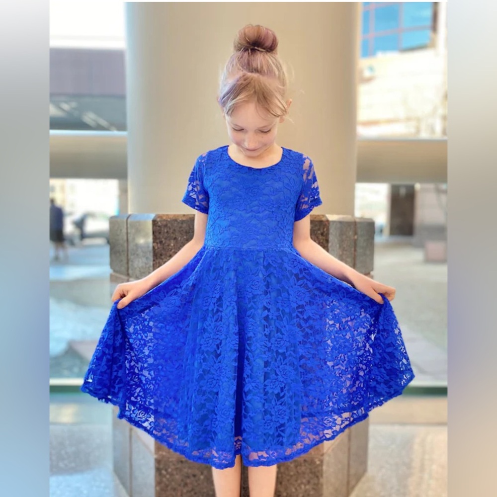 Emily West Royal Blue Lace Dress